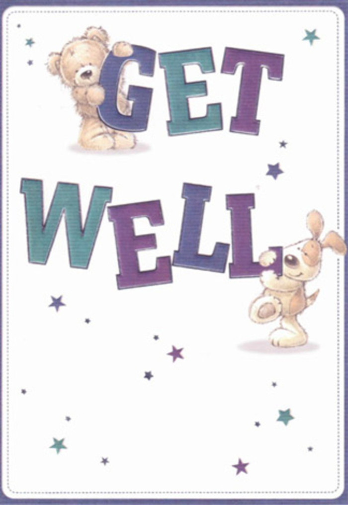 Drenched in gentle light and the soft promise of care, this get well card is a miniature celebration designed to lift spirits across Earlsfield. Centered on the card, a plush teddy bear-its fur depicted in golden browns and shaded with the subtlest of highlights-perches atop 'GET,' arms open as if ready to embrace. Adjacent, a joyful puppy, floppy-eared and ever-hopeful, leans into the robust, teal 'WELL,' its nose brushing affectionately against the letter's curved edge. Lists of sparkling stars, painted in modern strokes of blue and violet, are scattered playfully on the crisp cream background, calling to mind the comforting twinkle of town lights as dusk settles over Burntwood Lane. Every element, from the confident, oversized typography to the meticulous fur textures, has been crafted with attention that resembles the careful artistry we pour into every bouquet in Earlsfield. It's a tactile experience; you can imagine the soft warmth of plush fur and friendly pats, just as you might sense the velvety petals and gentle greenery in a freshly delivered Earlsfield arrangement. The mood is light and uplifting-a heartfelt hint of joy perfectly matched to the delicate act of sending local support and care.
