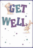 Bright and endearing, this get well card captures the uplifting spirit of Earlsfield in every brushstroke. In the middle, two lovable companions-a teddy bear with cinnamon-flecked fur and a puppy with exuberant floppy ears-hold and balance oversized, colourful letters spelling 'Get Well' in deep indigo and teal hues. Their interactions brim with playful warmth, their rounded faces radiating encouragement, echoing the friendliness found in Earlsfield's best gathering spots. Soft stars in cool blues and lavenders glimmer cheerfully across a pure white field, evoking quiet hope beneath Earlsfield's evening sky. You can almost feel the tactile energy of their fur, rendered so invitingly it conjures the comfort of a favourite childhood toy or the gentle embrace of a close friend. Just as local florists arrange each stem with care for a heartfelt recovery bouquet, this illustration is crafted to lift and mend. It holds within it not just a message, but a true emotional balm, ideal for brightening a loved one's days in Earlsfield or wherever comfort is most needed.
